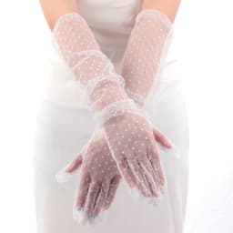 Women Sexy Lace Black Gloves Gauze Wavy Dot Mittens Fashion Sunscreen Breathable Bridal Wedding Etiquette Long Fishnet Gloves