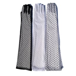 Women Sexy Black White Dot Lace Long Tulle Gloves Bride Wedding Elegant Retro Fashion Transparent Full Finger Thin Mesh Gloves