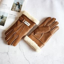Sheepskin Fur Gloves Men's Thick Winter Warm Large Size Outdoor Windproof Cold Hand Stitching Sewn Leather Finger Gloves