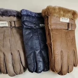 Sheepskin Fur Gloves Men's Thick Winter Warm Large Size Outdoor Windproof Cold Hand Stitching Sewn Leather Finger Gloves