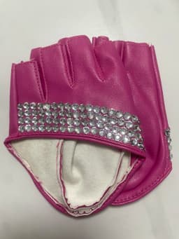 Women's Fashion Half Palm Semi- finger PU Leather Rhinestone Gloves Men's Fingerless Hip-hop Personality Diy Gloves