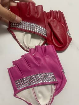 Women's Fashion Half Palm Semi- finger PU Leather Rhinestone Gloves Men's Fingerless Hip-hop Personality Diy Gloves