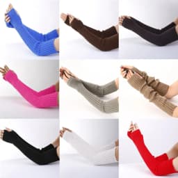 Women Knitted Arm Warmers Long Fingerless Gloves Winter Gothic Lolita Arm Sleeve Solid Glove Classic Half Finger Soft Mitten