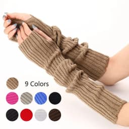 Women Knitted Arm Warmers Long Fingerless Gloves Winter Gothic Lolita Arm Sleeve Solid Glove Classic Half Finger Soft Mitten