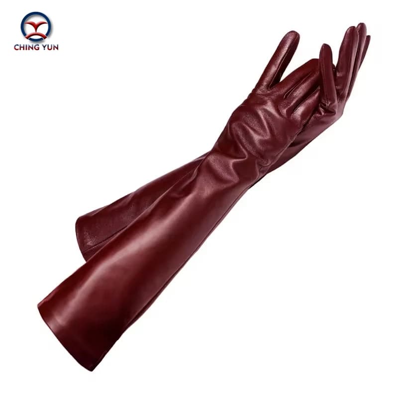 Winter New Lady Fashion Sheepskin Leather Gloves Women Genuine Leather Mittens Female Long StyleArm Sleeve