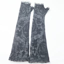 Women Rose Print Mesh Sexy Lolita Black Transparent Long Fingerless Gloves Cosplay Performance Drive Sunscreen Sleeve Cover