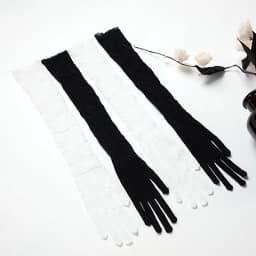 Women Sexy Hollow Out Fishing Net JK Lolita Style Lace Floral High Elasticity Long Gloves Party Stage Performance Cosplay