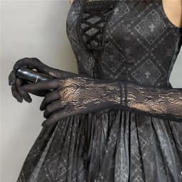 Women Sexy Hollow Out Fishing Net JK Lolita Style Lace Floral High Elasticity Long Gloves Party Stage Performance Cosplay
