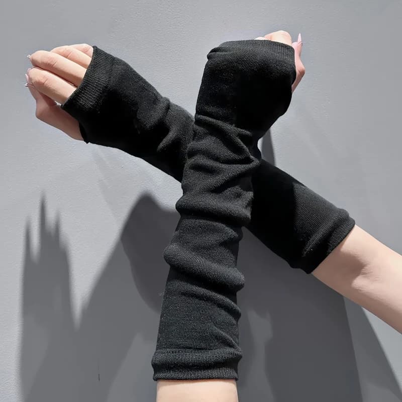 Elastic Y2K Gothic Lolita Gloves Arm Cover Harajuku Arm Warmers Fingerless Punk Long Wristband Metallic Unisex Hip-hop Gloves