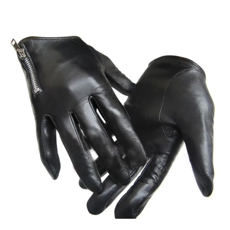 men's leather gloves fashion classic short side zipper fit tight style real Italy Unisex women touch screen gloves