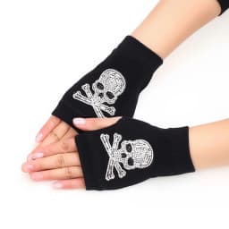 Lovely Cartoon Animals Pattern Skull Winter Rivet Gloves Women Warm Knitted Diamonds Sequins Cool Fingerless Dancing Gloves G101