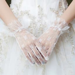 Korean White Hollow Flower Lace Gloves Sexy Mesh Short Bride Wedding Dress Photography Photo Accessories Female Summer Sunscreen