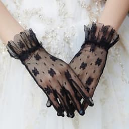 Korean White Hollow Flower Lace Gloves Sexy Mesh Short Bride Wedding Dress Photography Photo Accessories Female Summer Sunscreen