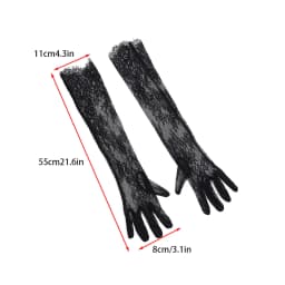 55cm Women Sexy Thin Lace Flower White Black Long Gloves Transparent Mesh Eyelash Tulle Bridal Wedding Party Dress Accessories