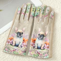 Cartoon Printing Cute Cat Dog Oil Painting Suede Gloves Women Winter Thickened Warm Touchscreen Gloves Student Girl Prevent Cold