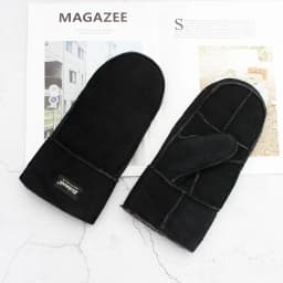 Men's Winter Warm Sheepskin Fur Mittens Thickened Windproof Cold-Proof Wool Lined Leather Gloves for Cold Weather Protection