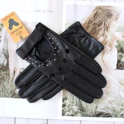Summer Driving All Finger Leather Gloves Women's Sheepskin Unlined Fashion Hollow Out Style Outdoor Motorcycle Riding