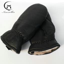 Men Sheepskin Gloves Genuine Leather Glove for Men Winter Outdoor Warm Fur Thickening Thermal Gloves