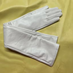 50cm New Genuine Leather White Women's High Grade Party Mittens Sheepskin Lady Winter Velvet long Gloves Creamy Ivory Snow White