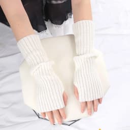 Female Y2K Fashion Arm Warmers Soft Knitted Gloves Women Girl Half Finger Mittens Solid Color Winter Arm Sleeves