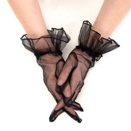 Women Black Lace Gloves Ultra Thin Gloves Tulle Wedding Bride Dress Driving Mittens Sheer Transparent Sunscreen Vintage Glove