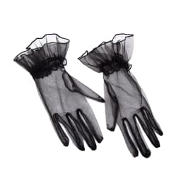 Women Black Lace Gloves Ultra Thin Gloves Tulle Wedding Bride Dress Driving Mittens Sheer Transparent Sunscreen Vintage Glove