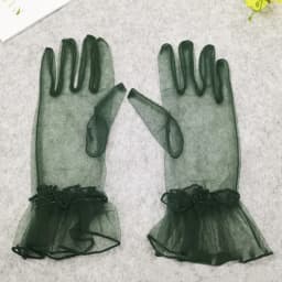 Women Black Lace Gloves Ultra Thin Gloves Tulle Wedding Bride Dress Driving Mittens Sheer Transparent Sunscreen Vintage Glove