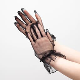 Women Black Lace Gloves Ultra Thin Gloves Tulle Wedding Bride Dress Driving Mittens Sheer Transparent Sunscreen Vintage Glove