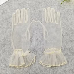 Women Black Lace Gloves Ultra Thin Gloves Tulle Wedding Bride Dress Driving Mittens Sheer Transparent Sunscreen Vintage Glove