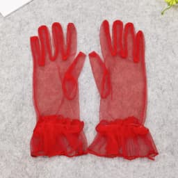 Women Black Lace Gloves Ultra Thin Gloves Tulle Wedding Bride Dress Driving Mittens Sheer Transparent Sunscreen Vintage Glove