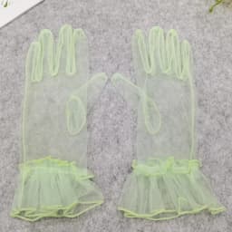 Women Black Lace Gloves Ultra Thin Gloves Tulle Wedding Bride Dress Driving Mittens Sheer Transparent Sunscreen Vintage Glove