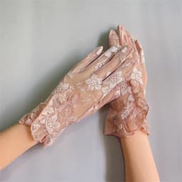 Summer Women Sexy Lace Flower Ruffle Touch Screen Sunscreen Mesh Breathable Transparent Gloves Driving Cycling Anti-Slip