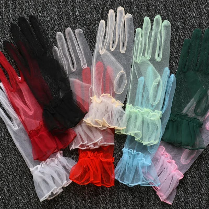 Sexy Thin Transparent Solid Short Fingerless Gloves Soft Breathable Net Yarn Mesh Women Performance Party Etiquette Elasticity
