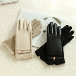 1 Pair of Gloves for Women in Winter Fleece-Lined to Heattech and Touch Screen Pu Elegant and Exquisite Cycling Driving Gloves