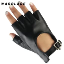 Women Halloween PU Leather Waterproof Fingerless Gloves Female Half Finger Driving Cycling New Fashion Punk Gloves Dance Gloves