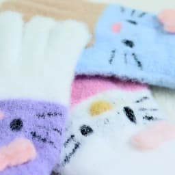 Winter Warm Woolen Gloves for 4-10 Years Old Cute Cartoon Cat Fingers Children's Color Block Gloves
