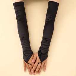 Vintage 1920s Fingerless Satin Party Gloves Bride Dress Dinner Costume Accessories Stretch Opera Black Women Long Gloves