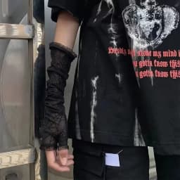 Gothic Lolita Girls Black Spider Web Cross Gloves Punk Harajuku Halloween Cosplay Women Half Finger Fingerless Lace Mesh Mittens