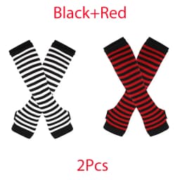Y2K Punk Long Sleeves Gloves for Man Women Fingerless Stripe Hip-Hop Mittens Knitted Elbow Elastic Outdoor Warmer Arm Finger