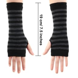 Y2K Punk Long Sleeves Gloves for Man Women Fingerless Stripe Hip-Hop Mittens Knitted Elbow Elastic Outdoor Warmer Arm Finger