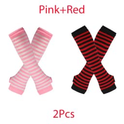 Y2K Punk Long Sleeves Gloves for Man Women Fingerless Stripe Hip-Hop Mittens Knitted Elbow Elastic Outdoor Warmer Arm Finger