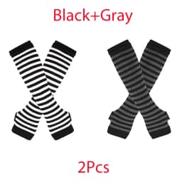 Y2K Punk Long Sleeves Gloves for Man Women Fingerless Stripe Hip-Hop Mittens Knitted Elbow Elastic Outdoor Warmer Arm Finger