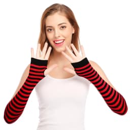 Y2K Punk Long Sleeves Gloves for Man Women Fingerless Stripe Hip-Hop Mittens Knitted Elbow Elastic Outdoor Warmer Arm Finger