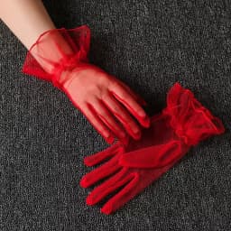 Women Short Tulle Gloves Sexy Lace Mittens Tulle Full Finger Gloves Lady Driving Glove Transparent Mittens Wedding Bridal Gloves