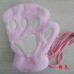 Women Lovely Cartoon Fluffy Bear Cat Claw Paw Mittens Winter Female Half Finger Plush Gloves Ladies Fingerless Warm Gloves G22