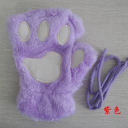 Women Lovely Cartoon Fluffy Bear Cat Claw Paw Mittens Winter Female Half Finger Plush Gloves Ladies Fingerless Warm Gloves G22