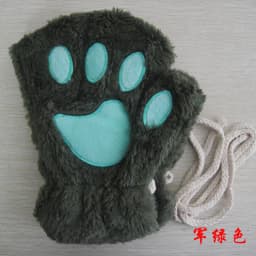 Women Lovely Cartoon Fluffy Bear Cat Claw Paw Mittens Winter Female Half Finger Plush Gloves Ladies Fingerless Warm Gloves G22