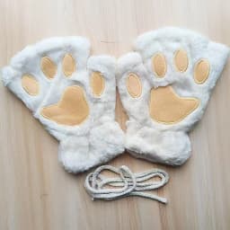 Women Lovely Cartoon Fluffy Bear Cat Claw Paw Mittens Winter Female Half Finger Plush Gloves Ladies Fingerless Warm Gloves G22
