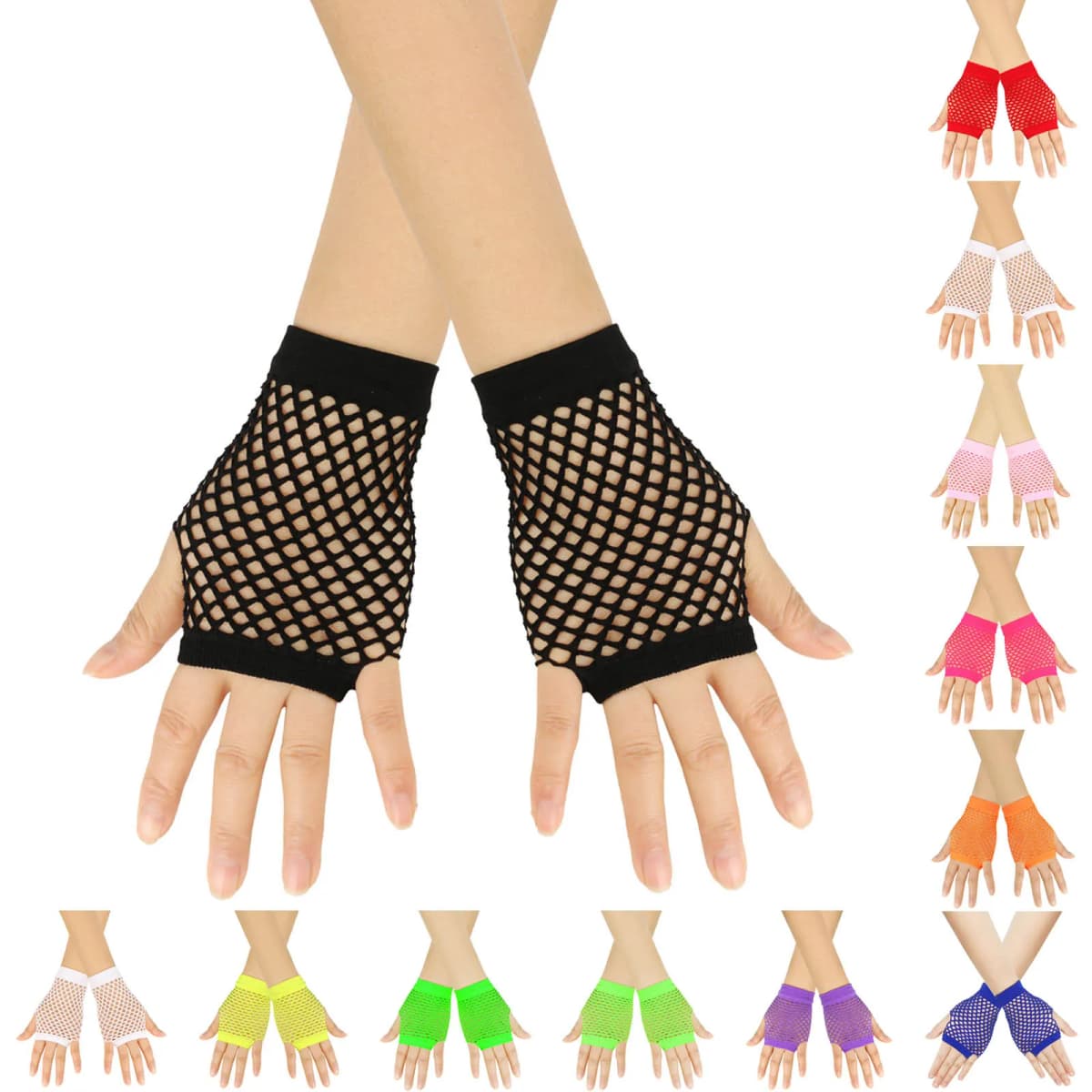 Women Coarse Net Elastic Sexy Soild Gloves Punk Half Finger Nightclub Trendy 2025 Women Clothes Accessories Decor украшения