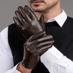 2023 Men's Genuine Leather Gloves Sheepskin Fashion Driving Riding Gloves Hollow Breathable Thin Mitten For Male